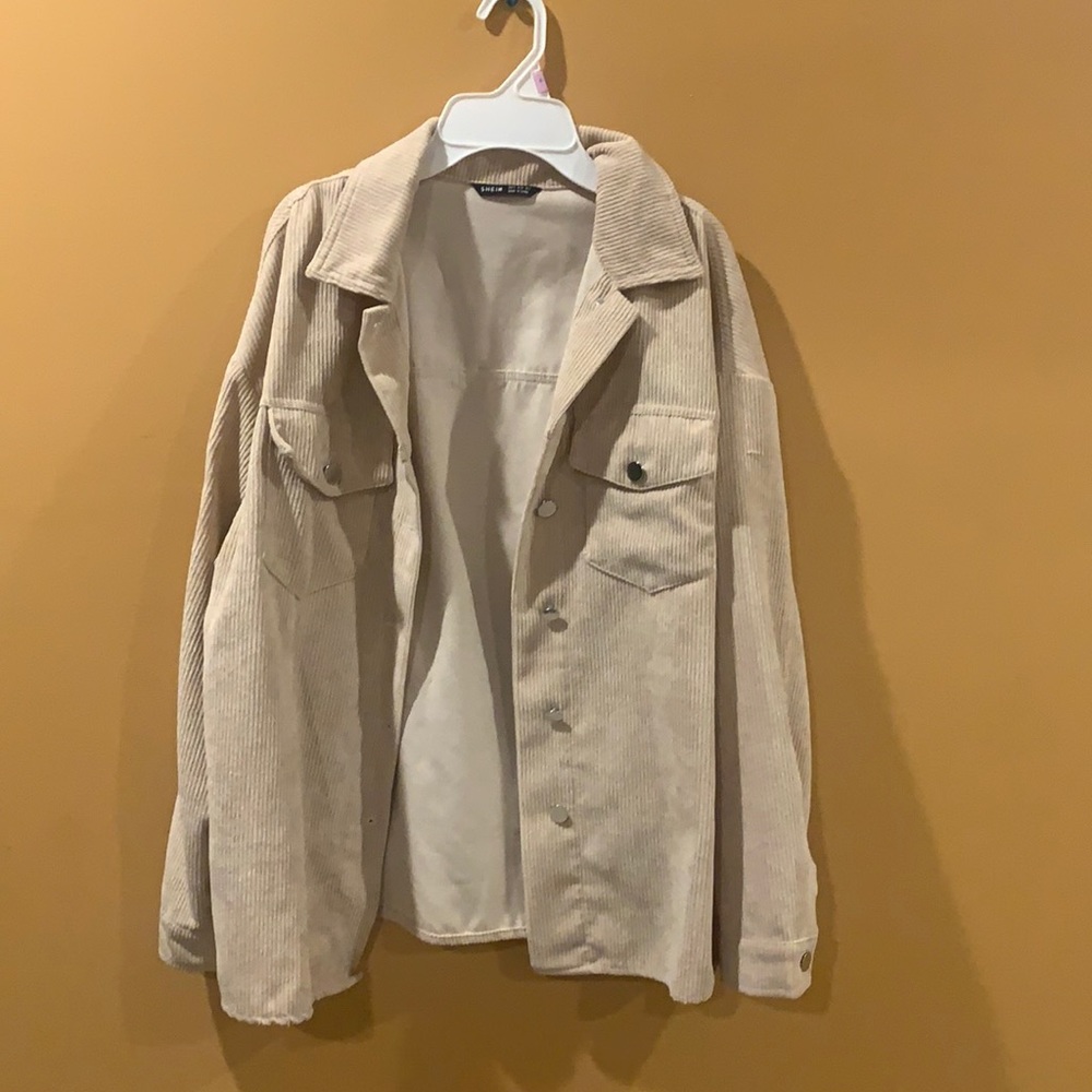 oversized corduroy button down shirt jacket